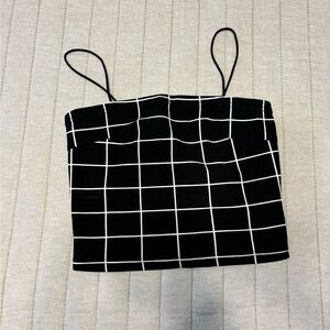 Black and White Grid Pattern Women's Top